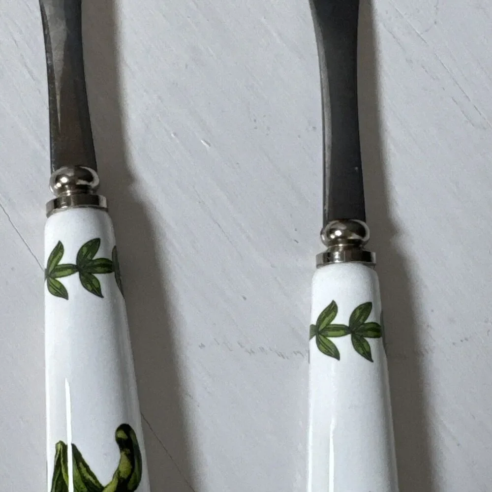 Portmeirion Botanic Garden Set of 2 Salad Servers Flowers Butterfly Utensils